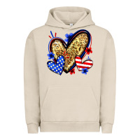 Pigment French Oak American flag heart leopard Urban Hoodie - Zillion Design Studio