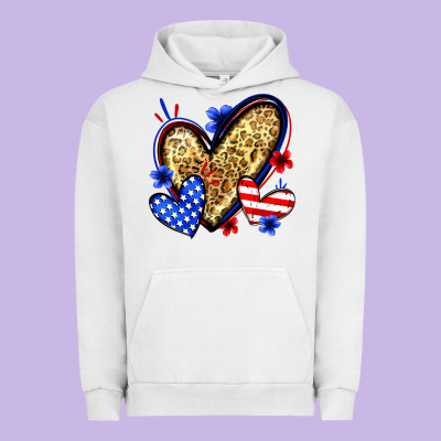 American Flag Heart Leopard Urban Hoodie Designed By Zillion Design Studio