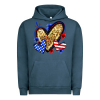Pigment Midnight Navy American flag heart leopard Urban Hoodie - Zillion Design Studio