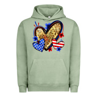 Pigment Oil Green American flag heart leopard Urban Hoodie - Zillion Design Studio
