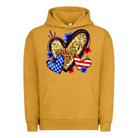 Pigment Peanut Butter American flag heart leopard Urban Hoodie - Zillion Design Studio