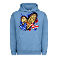 Pigment Pebble Blue American flag heart leopard Urban Hoodie - Zillion Design Studio