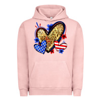 Pigment Salmon American flag heart leopard Urban Hoodie - Zillion Design Studio