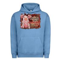 Pigment Pebble Blue all i want for christmas is a pig sitting pig Urban Hoodie - RanaPortraitStore