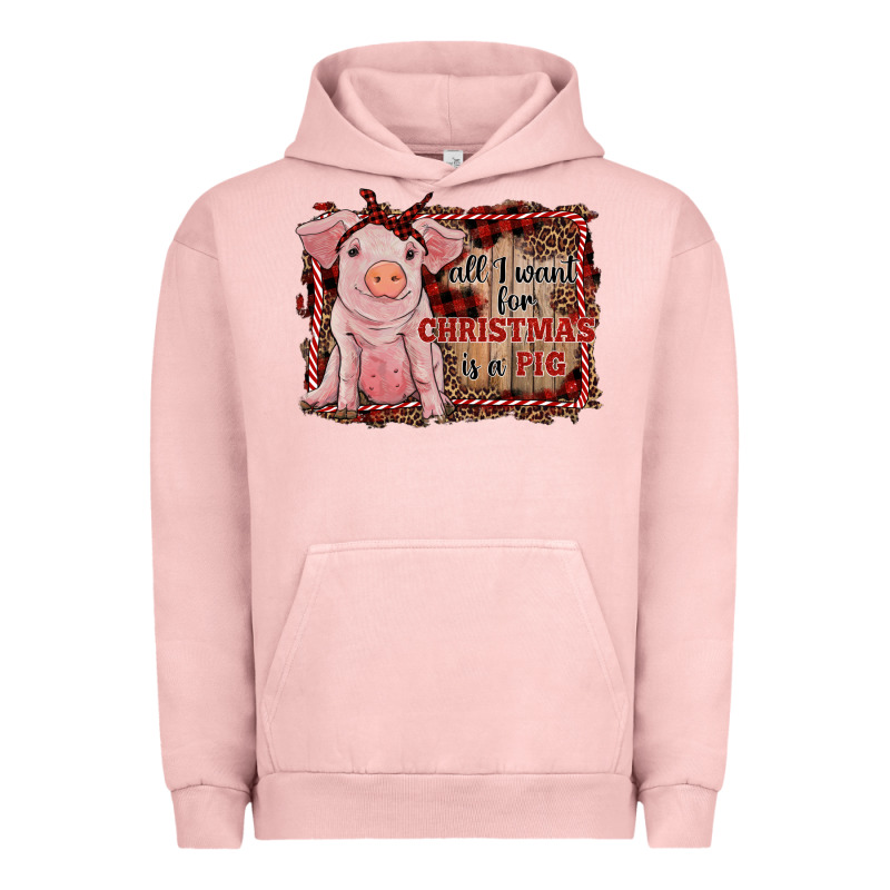 All I Want For Christmas Is A Pig Sitting Pig Urban Hoodie by RanaPortraitStore | Teevron