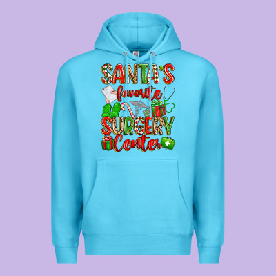 Santa's Favorite Surgery Center Png Sublimation De Premium Hoodie Designed By Texasbilliewilder