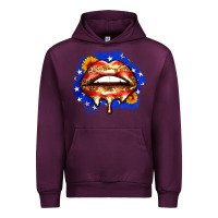 Mauve Wine leopard american flag lips Urban Hoodie - Zillion Design Studio