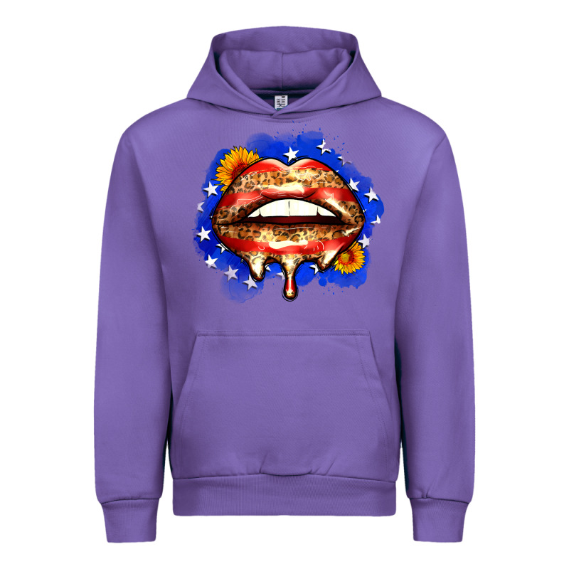 Leopard American Flag Lips Urban Hoodie by Zillion Design Studio | Teevron