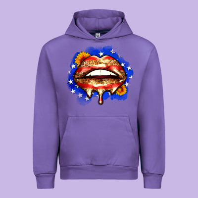 Leopard American Flag Lips Urban Hoodie Designed By Zillion Design Studio