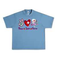 Pebble Blue Peace Love Nurse Urban Heavy Tee - RanaPortraitStore