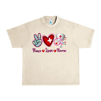 Sandshell Peace Love Nurse Urban Heavy Tee - RanaPortraitStore