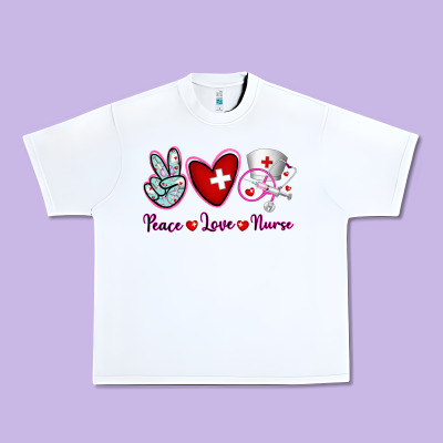Peace Love Nurse Urban Heavy Tee Designed By Ranaportraitstore
