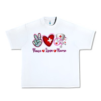 White Peace Love Nurse Urban Heavy Tee - RanaPortraitStore