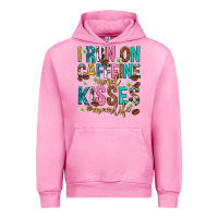 Fuchsia Pink i run on caffeine and kisses mothers day Urban Hoodie - texasbilliewilder
