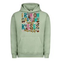 Pigment Oil Green i run on caffeine and kisses mothers day Urban Hoodie - texasbilliewilder