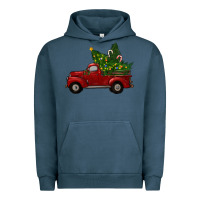 Pigment Midnight Navy christmas trees with truck Urban Hoodie - RanaPortraitStore