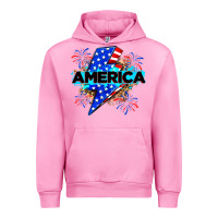 Fuchsia Pink America with lightning bolt Urban Hoodie - Zillion Design Studio