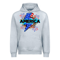 Heather Grey America with lightning bolt Urban Hoodie - Zillion Design Studio