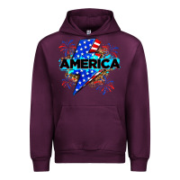 Mauve Wine America with lightning bolt Urban Hoodie - Zillion Design Studio