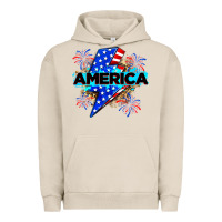 Pigment French Oak America with lightning bolt Urban Hoodie - Zillion Design Studio