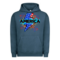 Pigment Midnight Navy America with lightning bolt Urban Hoodie - Zillion Design Studio