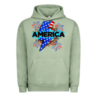Pigment Oil Green America with lightning bolt Urban Hoodie - Zillion Design Studio