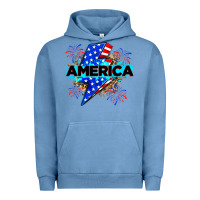 Pigment Pebble Blue America with lightning bolt Urban Hoodie - Zillion Design Studio