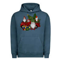 Pigment Midnight Navy christmas gnomes with truck Urban Hoodie - RanaPortraitStore