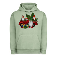 Pigment Oil Green christmas gnomes with truck Urban Hoodie - RanaPortraitStore