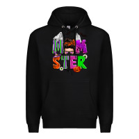 Black halloween momster messy bun Premium Hoodie - Zillion Design Studio