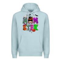 Blue Mist halloween momster messy bun Premium Hoodie - Zillion Design Studio