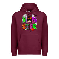 Burgundy halloween momster messy bun Premium Hoodie - Zillion Design Studio
