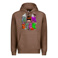 Chestnut halloween momster messy bun Premium Hoodie - Zillion Design Studio