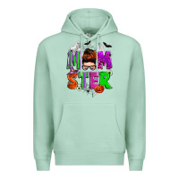 Halloween Momster Messy Bun Premium Hoodie | Teevron