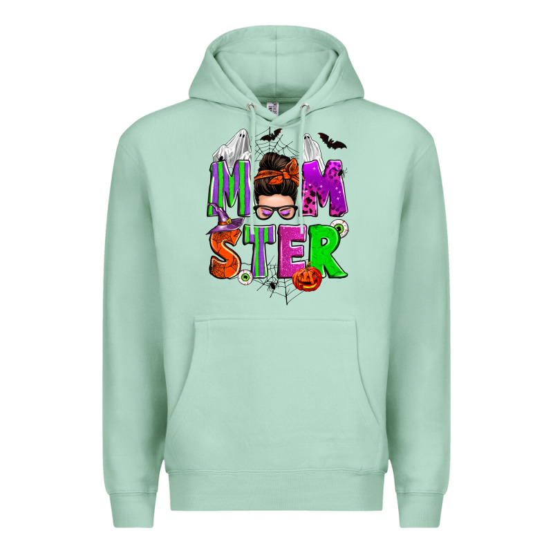 Halloween Momster Messy Bun Premium Hoodie by Zillion Design Studio | Teevron