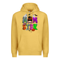 Antique Gold halloween momster messy bun Premium Hoodie - Zillion Design Studio