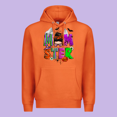 Halloween Momster Messy Bun Premium Hoodie Designed By Zillion Design Studio