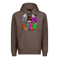 Coffee halloween momster messy bun Premium Hoodie - Zillion Design Studio