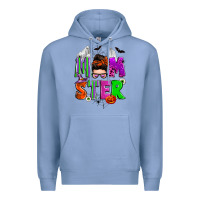 Colony Blue halloween momster messy bun Premium Hoodie - Zillion Design Studio