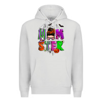 Dove Grey halloween momster messy bun Premium Hoodie - Zillion Design Studio