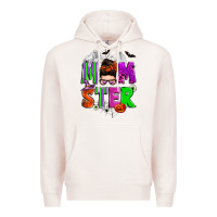 Pale Pink halloween momster messy bun Premium Hoodie - Zillion Design Studio