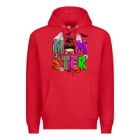 Red halloween momster messy bun Premium Hoodie - Zillion Design Studio