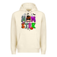 Sandshell halloween momster messy bun Premium Hoodie - Zillion Design Studio