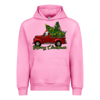Fuchsia Pink merry christmas baby sheep trees with truck Urban Hoodie - RanaPortraitStore