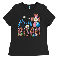 Black he is risen cross Ladies Tee - Artiststas