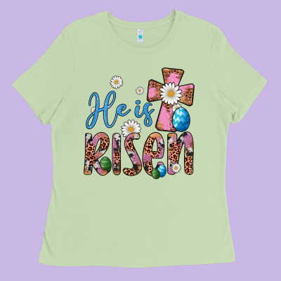He Is Risen Cross Ladies Tee Designed By Artiststas