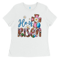 White he is risen cross Ladies Tee - Artiststas