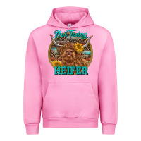 Fuchsia Pink Highland Heifer Western Urban Hoodie - RanaPortraitStore