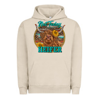 Pigment French Oak Highland Heifer Western Urban Hoodie - RanaPortraitStore