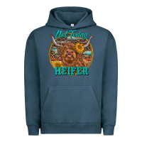 Pigment Midnight Navy Highland Heifer Western Urban Hoodie - RanaPortraitStore